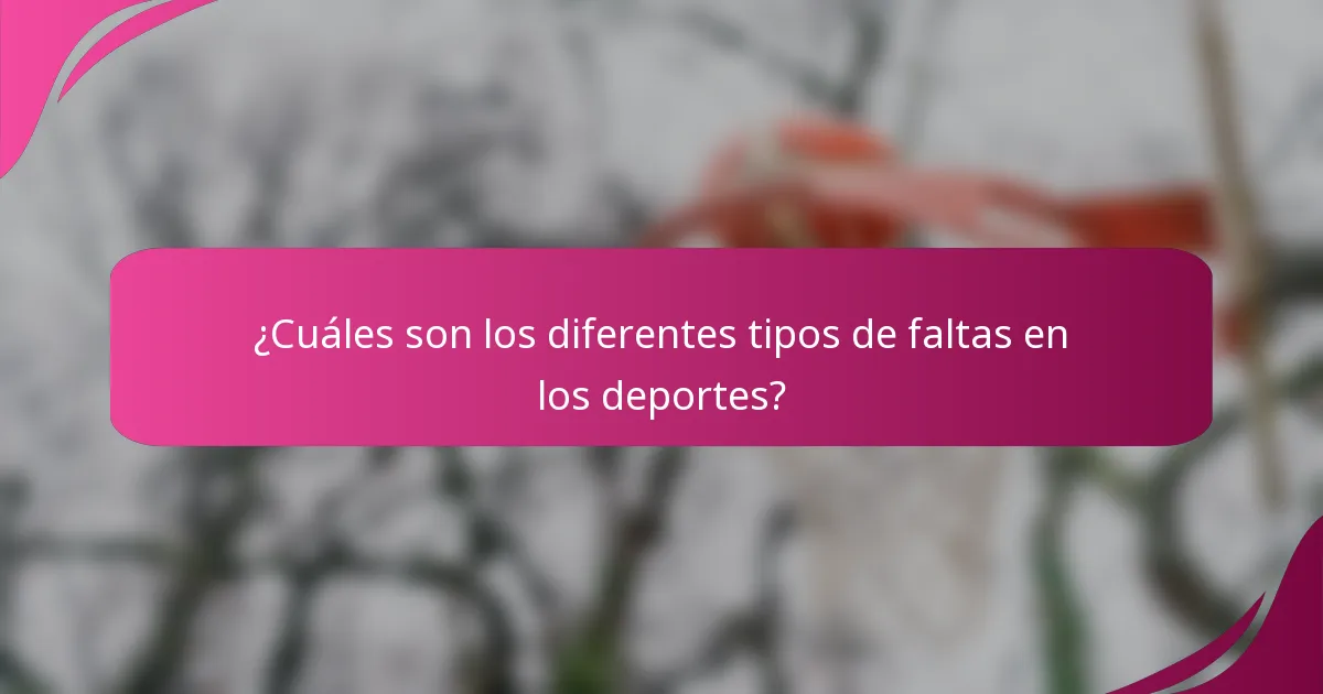 ¿Cuáles son los diferentes tipos de faltas en los deportes?
