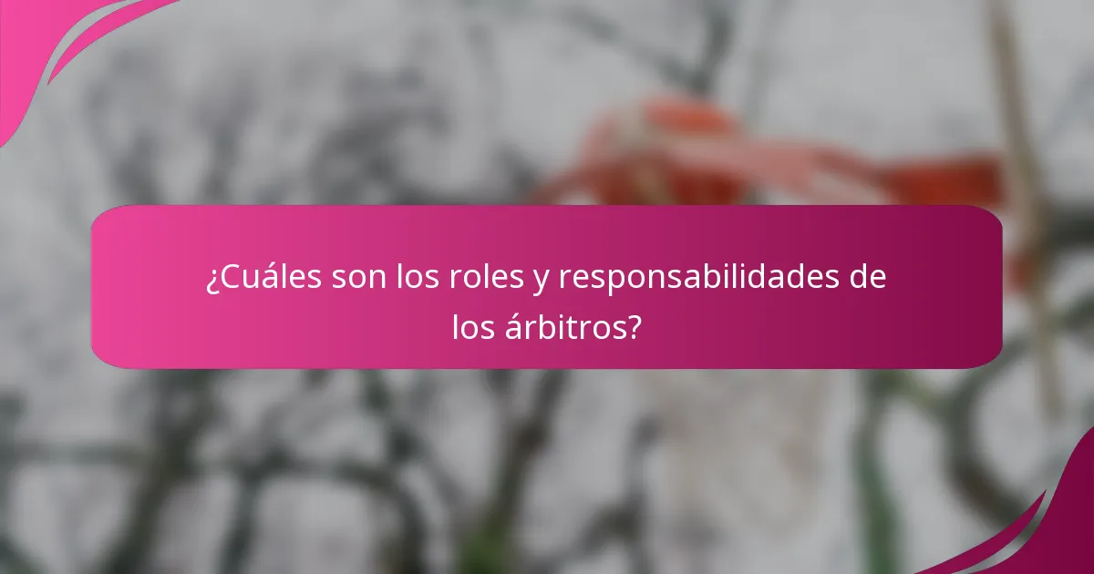 ¿Cuáles son los roles y responsabilidades de los árbitros?